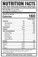 Fototapeta premium nutrition facts vector label template for keto dark chocolate sunflower seed cups