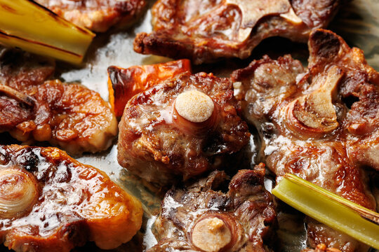 Roasted Beef Oxtail Bones for Homemade Bone Broth Preparation