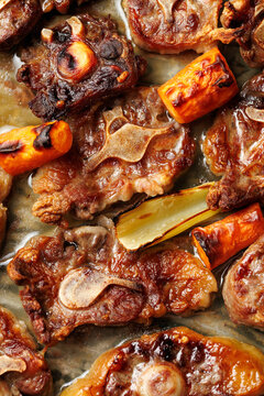 Roasted Beef Oxtail Bones for Homemade Bone Broth Preparation
