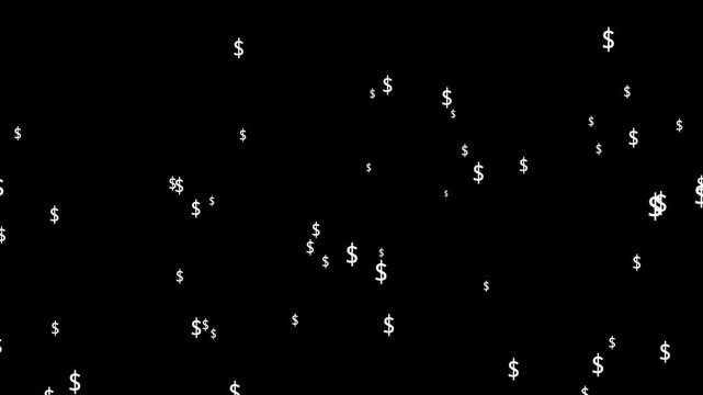Animation movie cash drop and float as rain cash include alpha matte