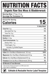 Fototapeta premium nutrition facts vector label template for organic raw sea moss and bladderwrack