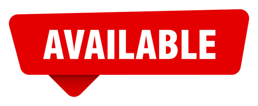 available red sticker isolated on transpatent background. available sign