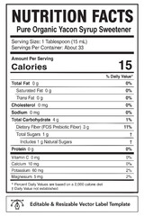 Fototapeta premium nutrition facts vector label template for organic yacon syrup sweetener