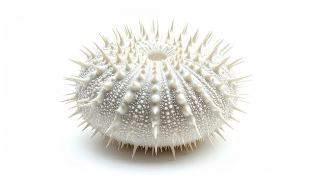 White Spiked Sea Urchin on White Background