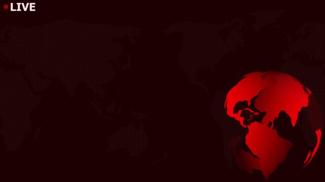Digital Earth globe rotating animation, News background seamless loop, breaking news studio background, News background with world map earth globe. Motion graphics of world map icon. 4k video.