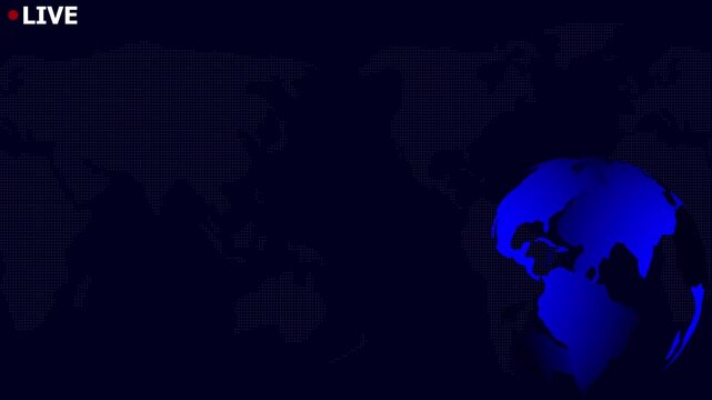 Digital Earth globe rotating animation, News background seamless loop, breaking news studio background, News background with world map earth globe. Motion graphics of world map icon. 4k video.