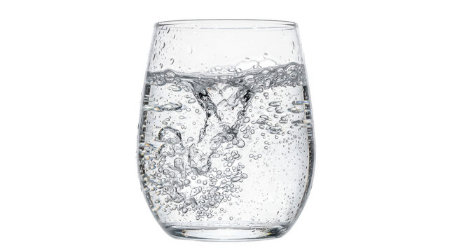 Clear glass of fresh cold sparkling water isolated on transparent background