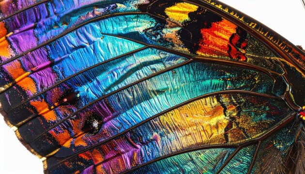 Vibrant Rainbow Butterfly Wing Close Up