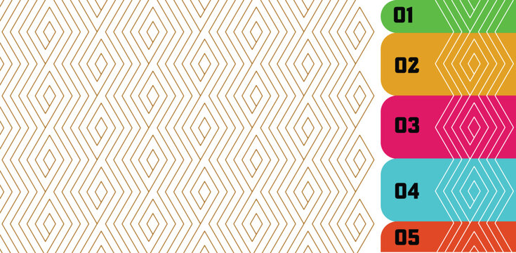 Abstract gold geometric diamond seamless pattern with luxury line texture on white background, Modern vector wallpaper design.