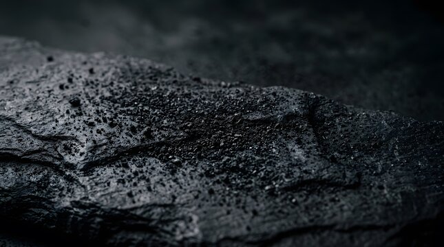 Dark textured slate rock surface background macro photography.