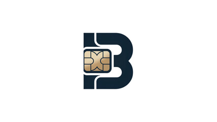 Modern stylized letter b with embedded gold sim card icon Vector © MSTBANU