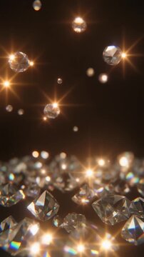 Crystal prisms outside the frame transform warm sunlight into shimmering bokeh highlights drifting across a dark elegant background with refined optical realism and luxury aesthetic.