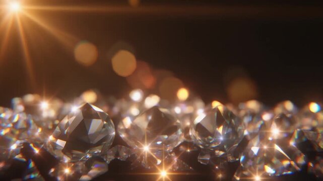 Crystal prisms outside the frame transform warm sunlight into shimmering bokeh highlights drifting across a dark elegant background with refined optical realism and luxury aesthetic.