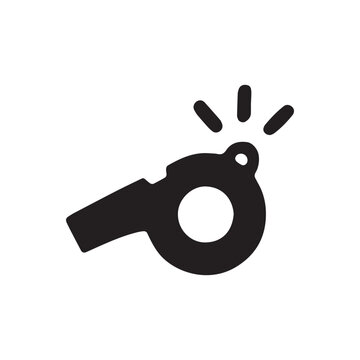 Sports coach or training whistle icon with training exercise activity competition equipment instruction