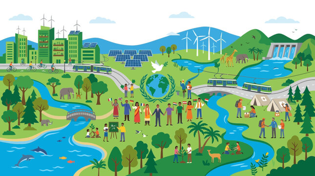 Sustainable Future Ecosystem with Diverse People and Renewable Energy