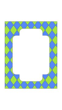 Harlequin diamond pattern animated retro frame overlay. Geometric argyle motif. Playful preppy graphic. Whimsical style. Transparent vertical border animation for social media and video content