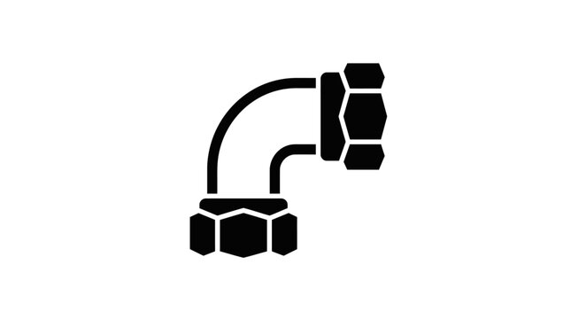Black pipe fitting, elbow connector, industrial plumbing, metal joint