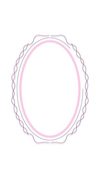 Cottagecore oval animated retro frame overlay. Botanical floral accent. Braided mirror shape with flowers, leaves, berries. Transparent vertical border animation for social media and video content
