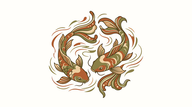Two colorful koi fish swimming together 1.