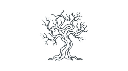 Obraz premium Minimalist line art illustration of a gnarled leafless tree.