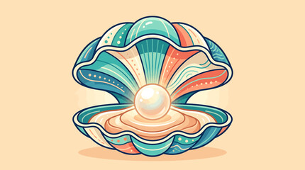 Colorful illustration of an oyster shell. © Akun