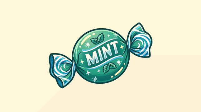 Colorful Mint Candy Illustration Sweet Treat.