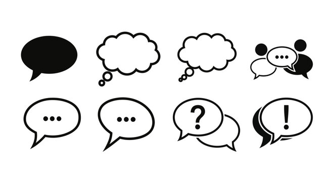 Speech Bubbles & Icons: Communication, Ideas, Questions, Exclamations, Dialogue