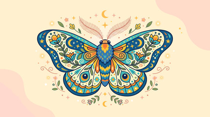 Colorful Butterfly with Floral Patterns. © Saka