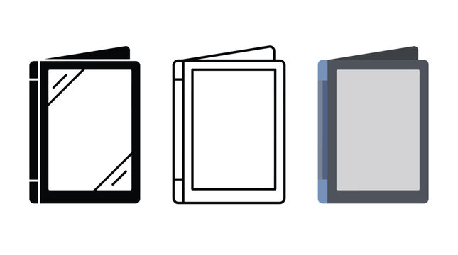 EPS Vector of Three e-reader design templates for digital publishing and graphic design silhouette, outline, multi-colour