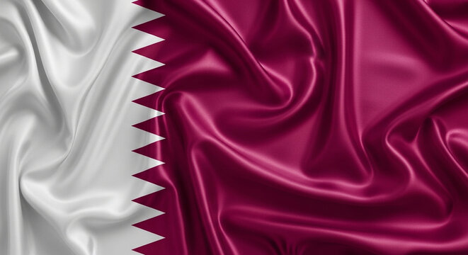 Qatari National Flag with Luxurious Satin Fabric Texture