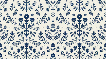 Fototapeta premium Black and purple floral pattern on gray background