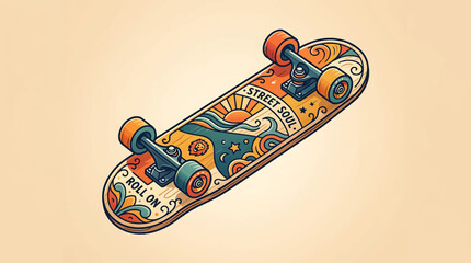 Colorful skateboard with wheels and trucks. © Akun