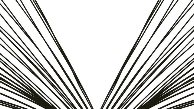 On the screen, a striped mass is symmetrically located diagonally on both sides, diverging upwards.