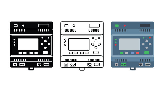 EPS Vector of Industrial programmable logic controller optimizes manufacturing automation workflows within a modern smart factory environment.