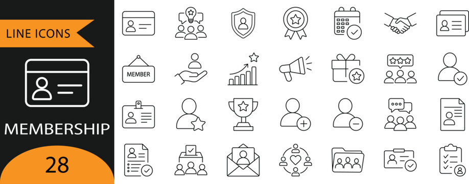 
Membership, Loyalty Program and User Subscription Line Icons.

