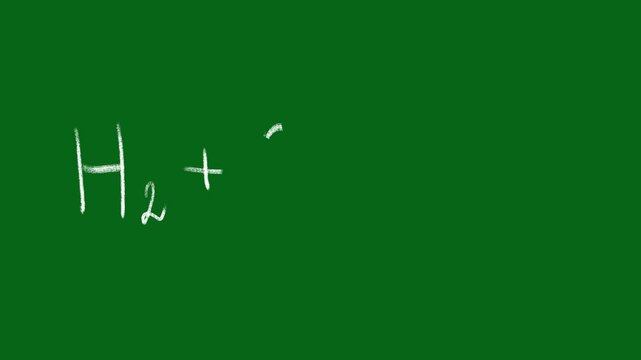 Chalk Writing Hydrogen and Oxygen Chemical Equation Animation on Transparent Background 4K