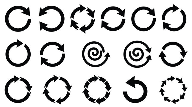 Black circular arrow icons on white background