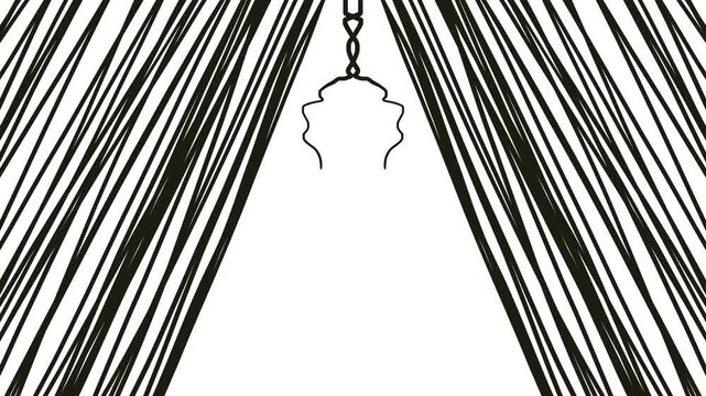 The lines extend from top to bottom, diverging to the sides. In the center is a symmetrical fork, resembling a plant or root.