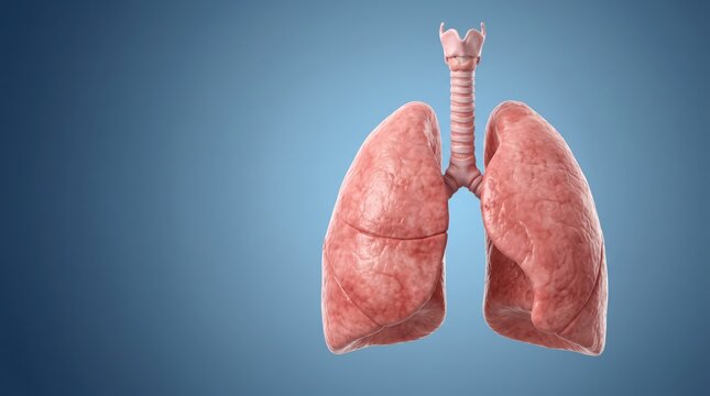 Detailed Human Respiratory System with Lungs and Trachea