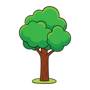 Green Foliage Tree Vector Cartoon Illustration For Nature Inspired Creative Projects