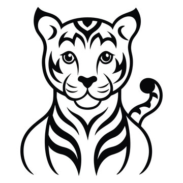 Tiger Vector Illustration Black And White