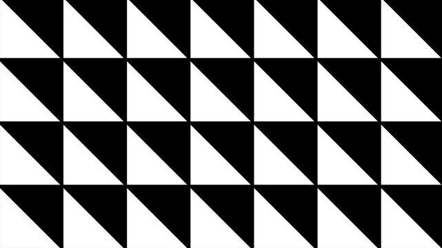 Geometric grid array of white right-angled triangles scaling diagonally in a structured pattern to transition from black to white