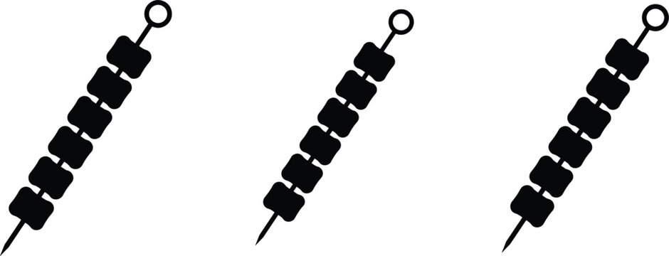 Black fishing bead rig jig silhouette icon set tackle equipment flat vector illustration isolated on white background