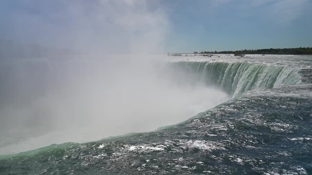 View of Horseshoe Falls from Horseshoe Falls Lookout on a sunny day, Niagara Falls, Ontario, Canada, North America
