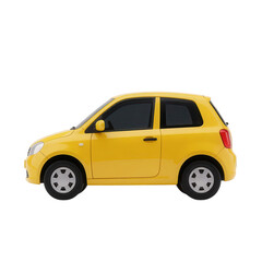 Obraz premium Yellow Compact Car 3d Render Transparent Background