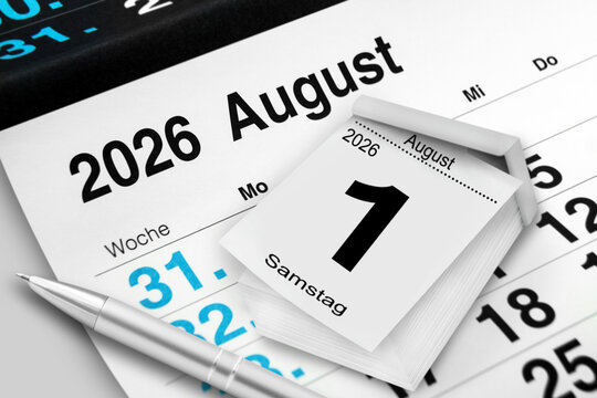 Deutscher Kalender Datum 1. August 2026  Samstag