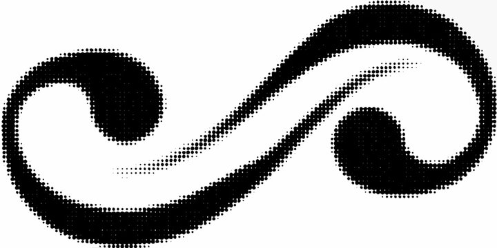 Halftone dot pattern forming a cursive l shape black and white