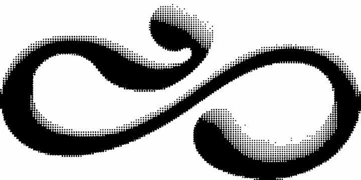 Halftone dot pattern forming a cursive l shape on white background
