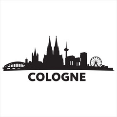 Fototapeta premium Silhouette skyline of cologne with iconic landmarks