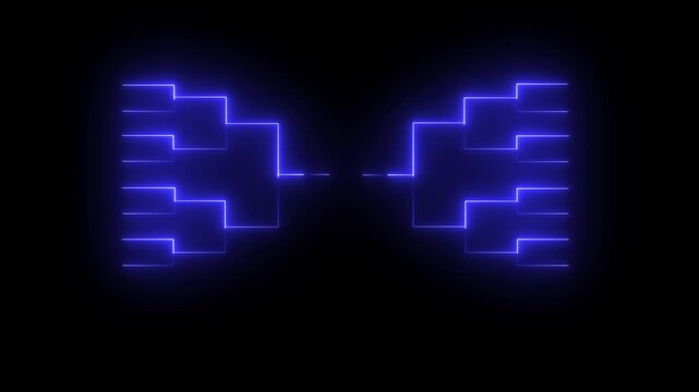 Neon blue tournament bracket for sports competition and esports events